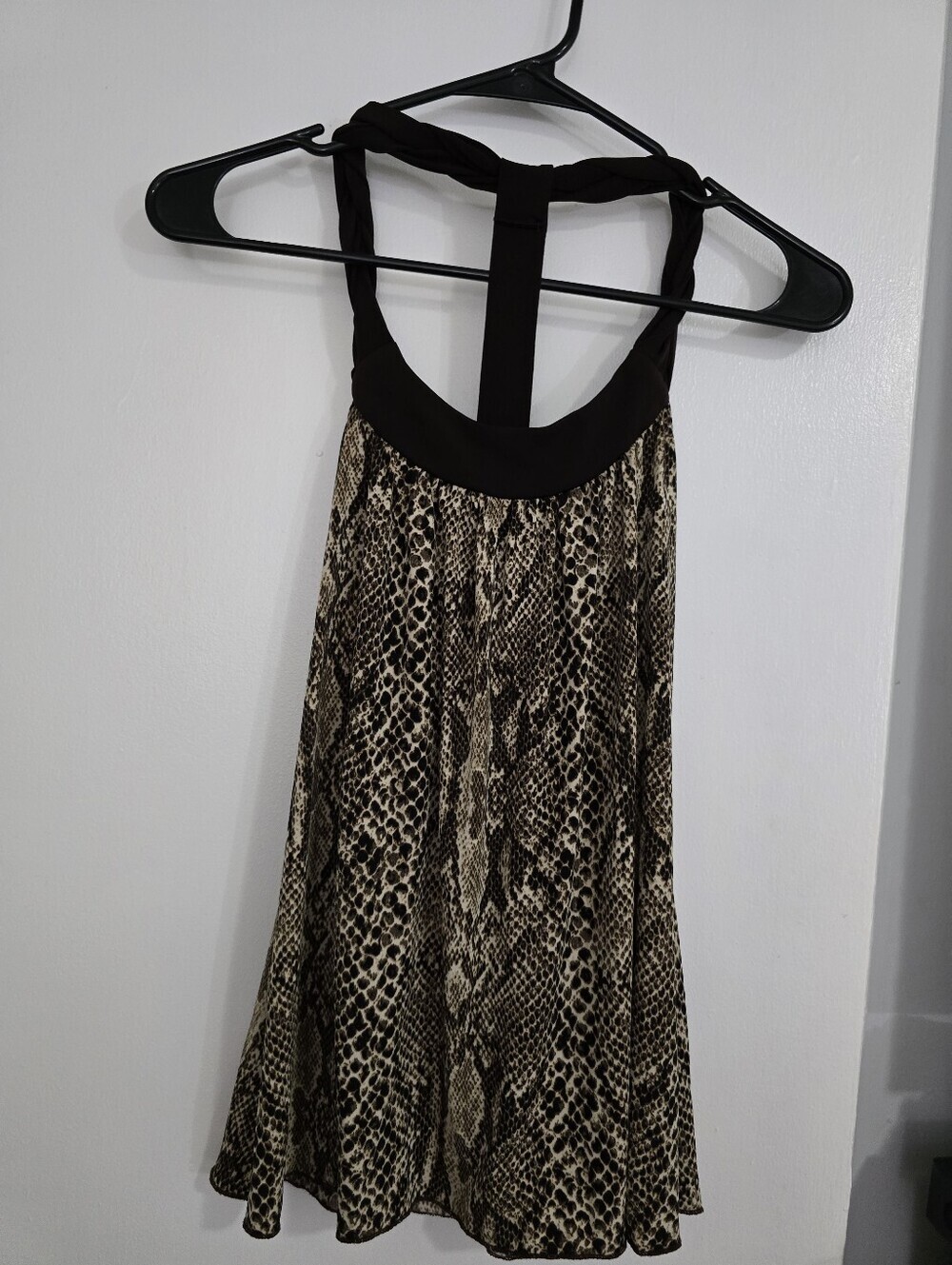 Snake Print Halter Blouse in Brown and Cream
